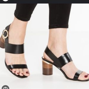 Ted Baker London black strappy Wood Block Heel Sandals